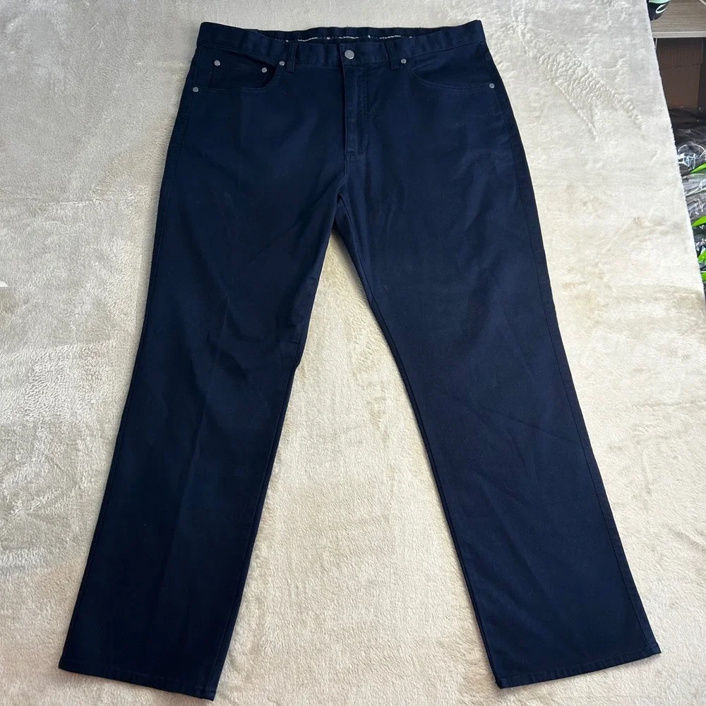 NWT Hart Schaffner Marx Flat Front‎ Pants Mens 38 X 30 Navy Blue Casual Chino